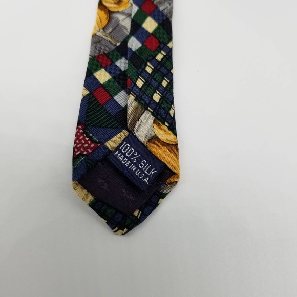 Mens Neck Tie Fall Autumn Harvest Pumpkins Apples Halloween Plaid Farm - Picture 3 of 8